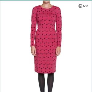Boden Red Geometric Dot Printed Ponte Dress Long sleeve, Size 6L